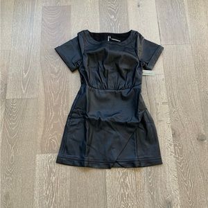 By Anthropologie Faux Leather wrap mini dress